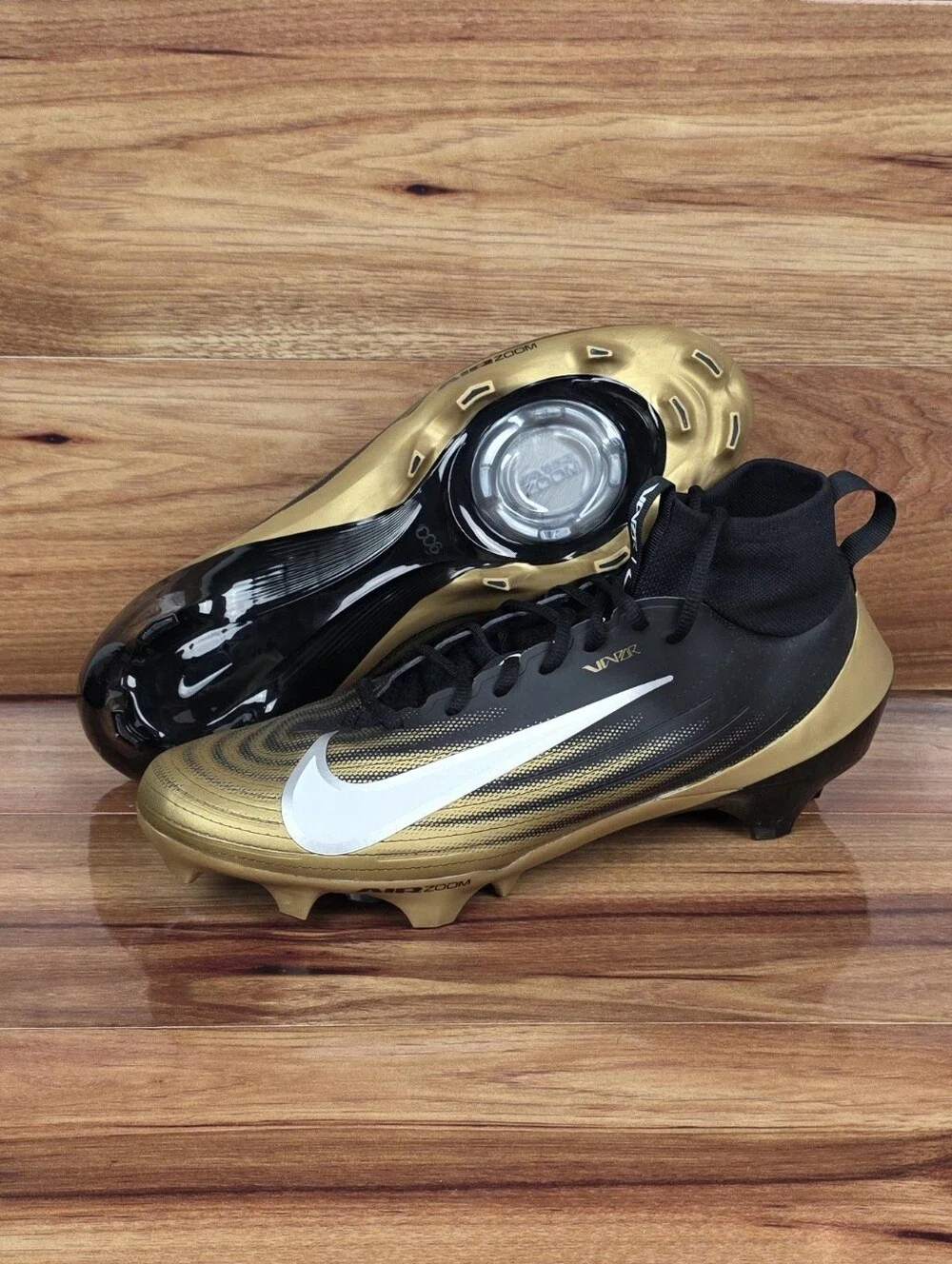 Nike Air Zoom Vapor Pro 1 Football Cleats Black Gold FB3298-003 Mens Sz 12.5 NEW